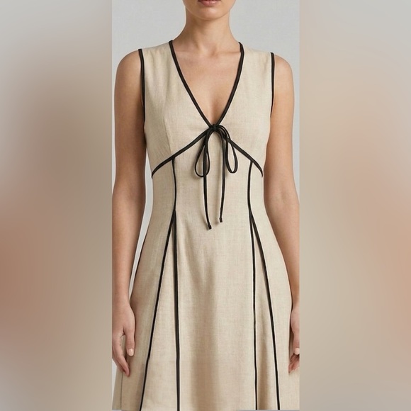 Contrast-Trimmed 100% Cotton Maxi Dress – Sand & Black - Picture 6 of 9